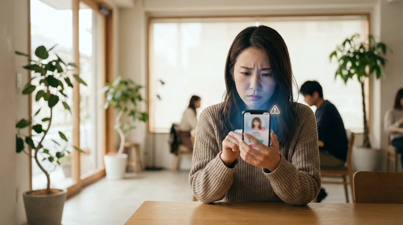 マッチングアプリのAI詐欺 完全防衛マニュアル｜ディープフェイク・投資誘導の手口と見抜き方【2026年最新】